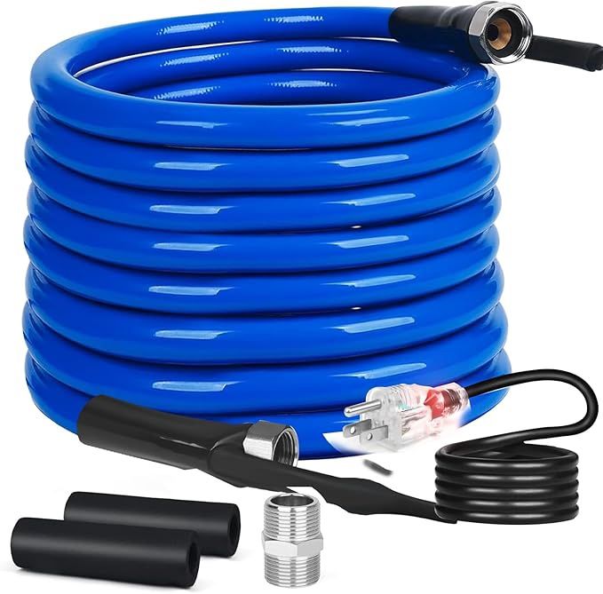 15FT-100FT Heated Water Hose for RV,-45 ℉ Antifreeze Heated Drinking Garden Water Hose，Electrically Heated Garden Hoses, Rv Accessories，Rv，Rv Water Hose (100FT)