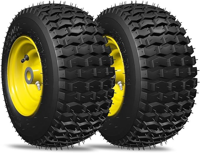 Lawn Mower Tires, 13x5.00-6&quot; Tubeless Tire and Wheel, Replacement Front Tires for Riding Lawnmowers &amp; Garden Tractors, 3&quot; Offset Hub, 3/4&quot; Bushing, 2 Pack