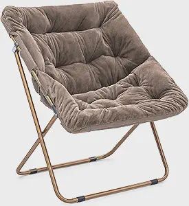 MoNiBloom Square Folding Faux Fur Saucer Chair for Bedroom Living Room Dorm