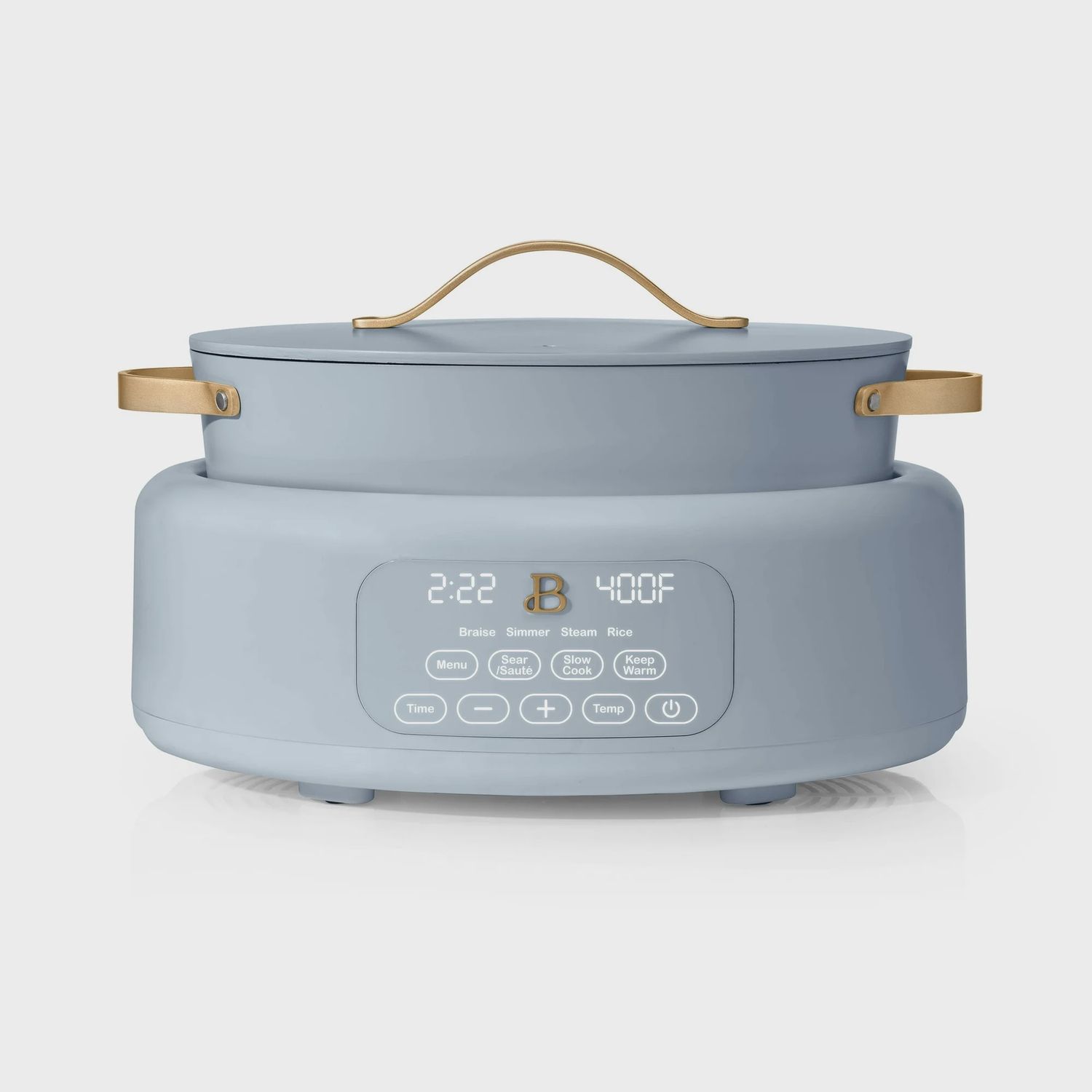 Beautiful 10 in 1, 6 Qt Electric Multi-Cooker, Cornflower Blue by Drew Barrymore.  SMALL SCRATCH ON LID FROM SHIPPING