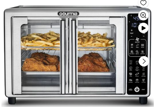 New Gourmia 1700W 6-Slice Digital Toaster Oven Air Fryer With 19 One-Touch Presets, Stainless Steel
