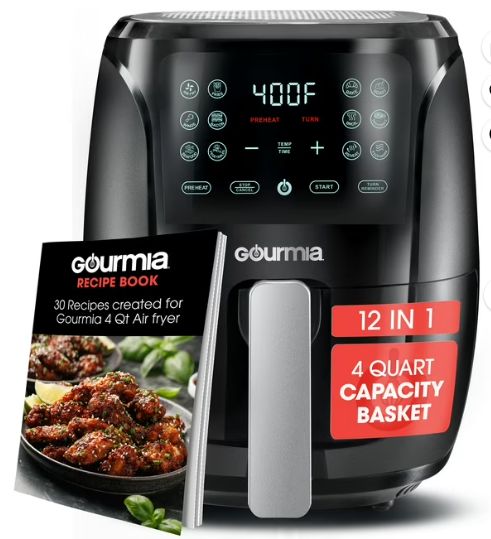 Gourmia 4 Qt Digital Air Fryer with Guided Cooking, Black GAF486