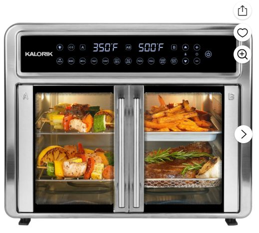 Kalorik MAXX Flex Trio 26 qt 4-Basket Air Fryer Oven, Silver - Digital Display