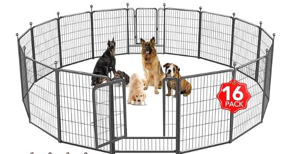 Playpen Outdoor, 16 Panels 40&quot; High Metal Dog Fence with 2 Gates