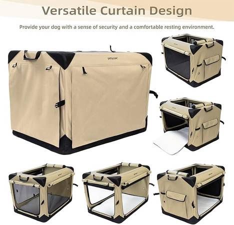 Pettycare 36 Inch Collapsible Dog Crate with Curtains, Travel Dog