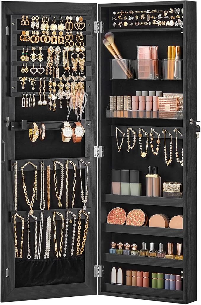 SONGMICS Mirror Jewelry Cabinet Armoire, Wall or Door Mounted