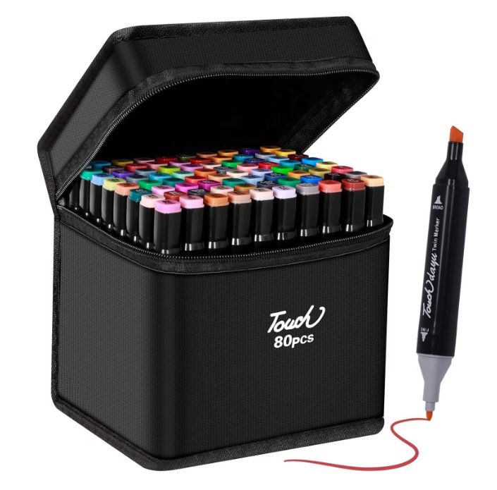 MTEvoTX® Permanent Alcohol Marker Set, 80 Colors with Two Tips (6mm and 1mm)