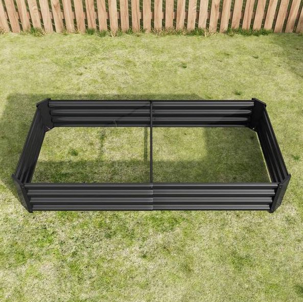 70.87 in. L x 35.83 in. W x 11.81 in. H Black Metal Raised Garden Bed