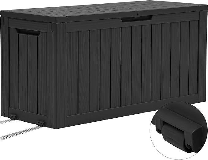 72 Gallon Outdoor Resin Deck Box, Pool Storage Box with Wheels