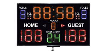 Basketball Scoreboard with Stand, 12/14/24/30S Shot Clock Digital Scoreboard with Remote, Portable Battery Powered Electronic Scoreboard, Countdown Timer Clock Score Keeper for Multi-Sport