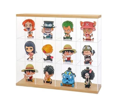 Acrylic Display Case for Action Figures Clear Acrylic Boxes for Display Collectibles Wooden Hanging Mini Toys Display Cases Wall Mount Room Decoration Box(12 Grids; 16.3*4.5*14.2 inch)