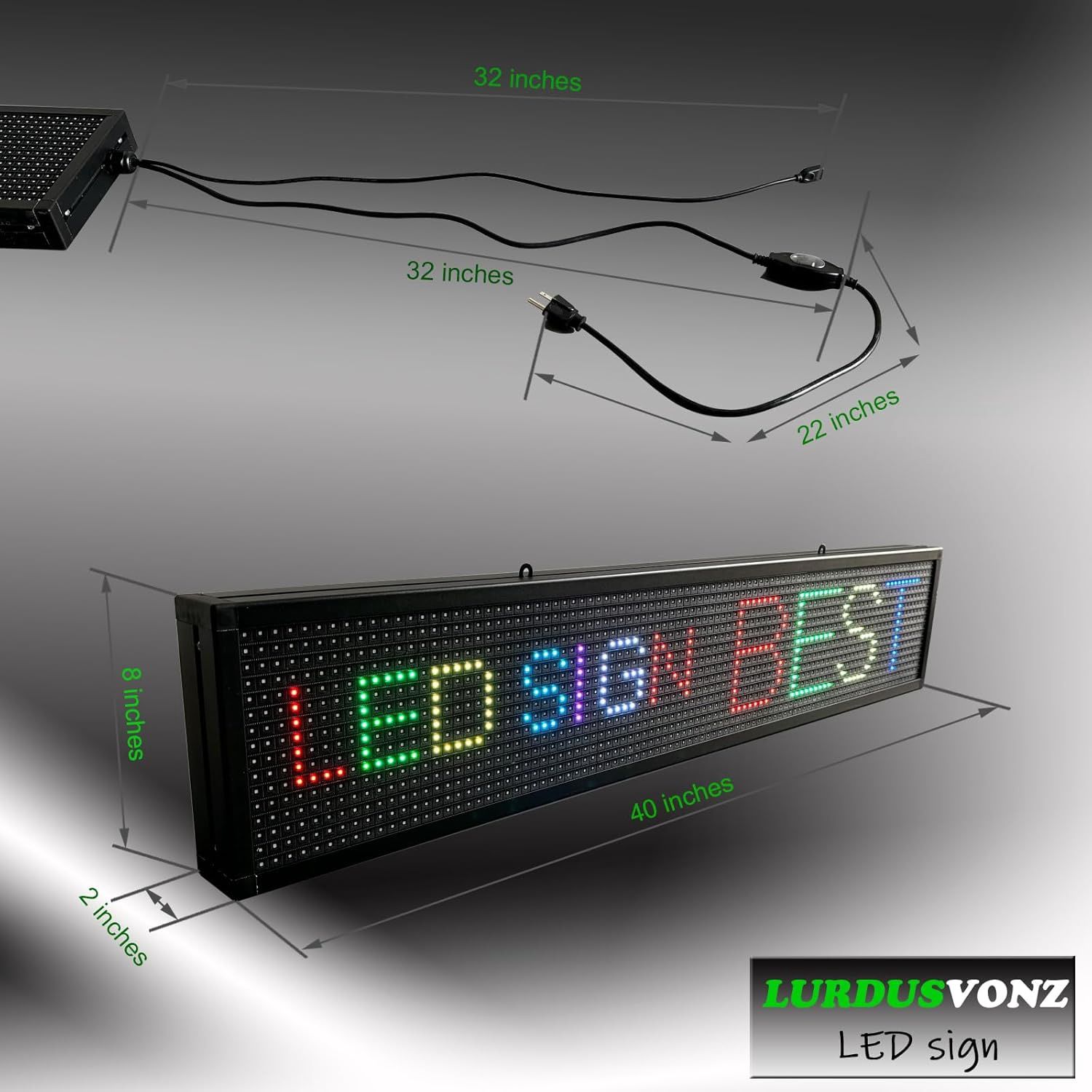 LED scrolling sign 40&quot;x8&quot; for indoor &amp; outdoor.P10 rgb full color with HIGH brightness for outside store business advertising.High resolution programmable DISPLAY message digital board (WiFi+USB)
