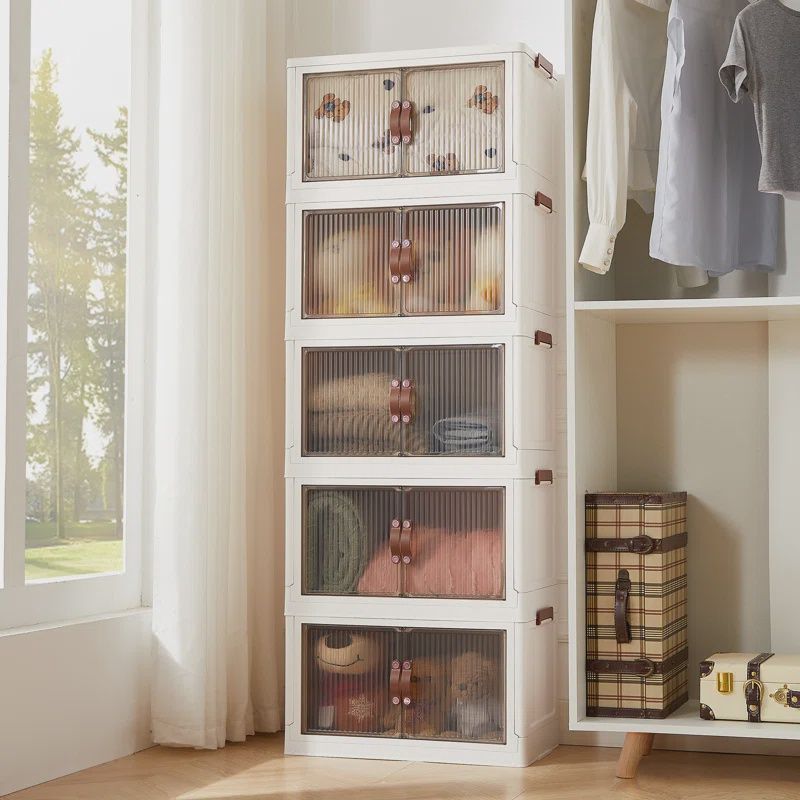 5 Layers Stackable Storage Box with Wheels for Home Living Room Office