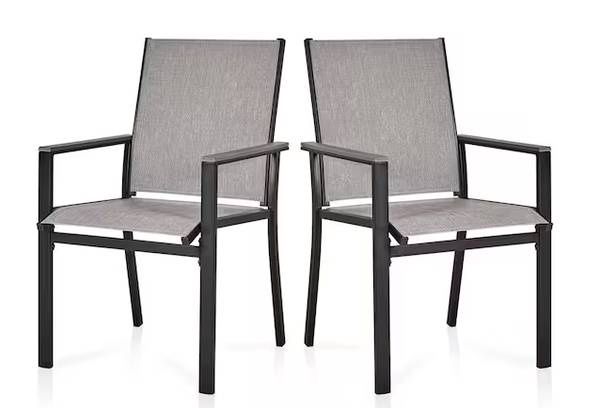 2-piece Outdoor Patio Dining Chairs, Textilene Metal