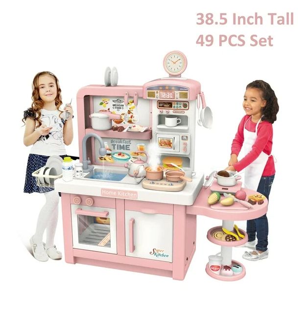 BalanceFrom Kitchen Playset Pretend Food, Interactive Playset with Light