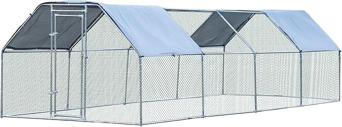 PawHut Large Chicken Coop Metal Chicken Run 9&#39; x 24&#39; x 6.5&#39;