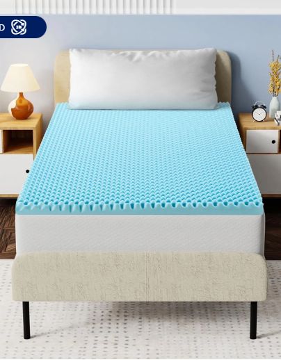 GJQ 2&quot; Gel Memory Foam Mattress Topper, Twin, Cooling Pressure Relief
