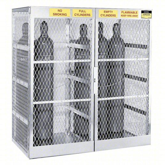 justrite cylinder locker 23007 Gas Cylinder Cabinet: Liquid Propane Gas, 20 Vertical Cylinders, 60 in x 32 in x 65 in, Aluminum
