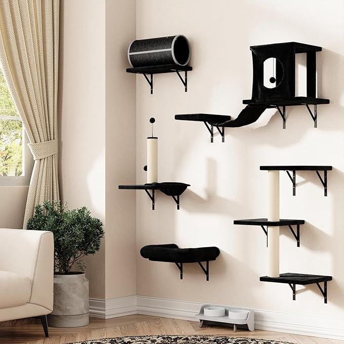 Wall Mounted Cat Furniture, 6pc Cat Wall Furniture, Cat Climber