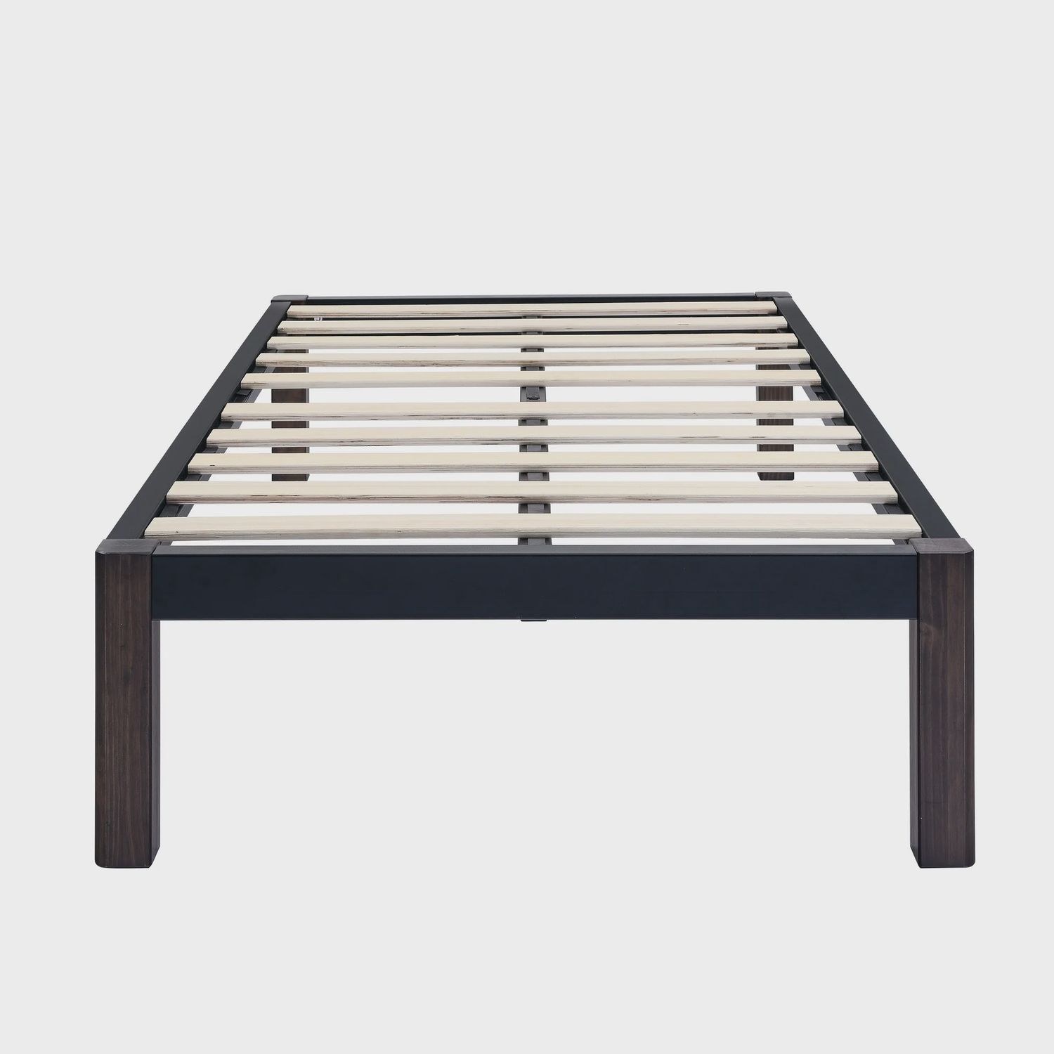 Mainstays Twin 14&quot; Metal Platform Bed Frame with Wood Slats, Storage Space Under Frame, No Box Spring Required, Black/Bronze