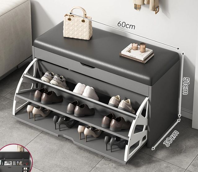 Wooden Shoe Organizer Cabinet: Space-Efficient Flip-Top Shoe Storage