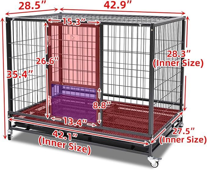 Homey Pet 43&quot; Stackable and Collapsible Heavy Duty Dog Crate