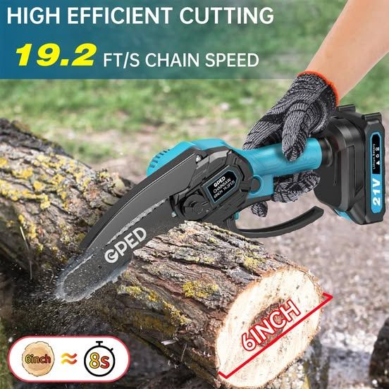 Mini Chainsaw 6 Inch Cordless, Battery Powered Electric Chainsaw