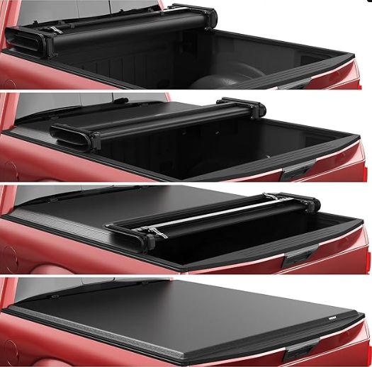 Soft Quad Fold Tonneau Cover Compatible with 2002-2017 Dodge Ram