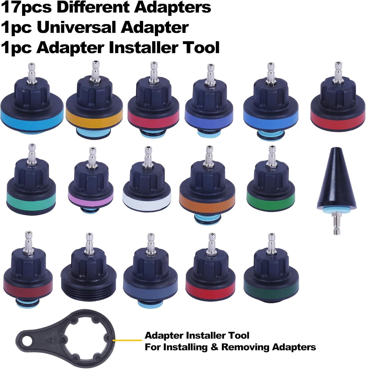28pcs Universal Radiator Pressure Tester Kit, Tester Pneumatic Vacuum Cooling System Purge Refill Leak/Refiller Set, Universal Automotive Domestic/Import Vehicles, Motorcycl