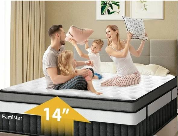 King Size Mattress, Famistar 14 Inch hybrid King Bed Mattress