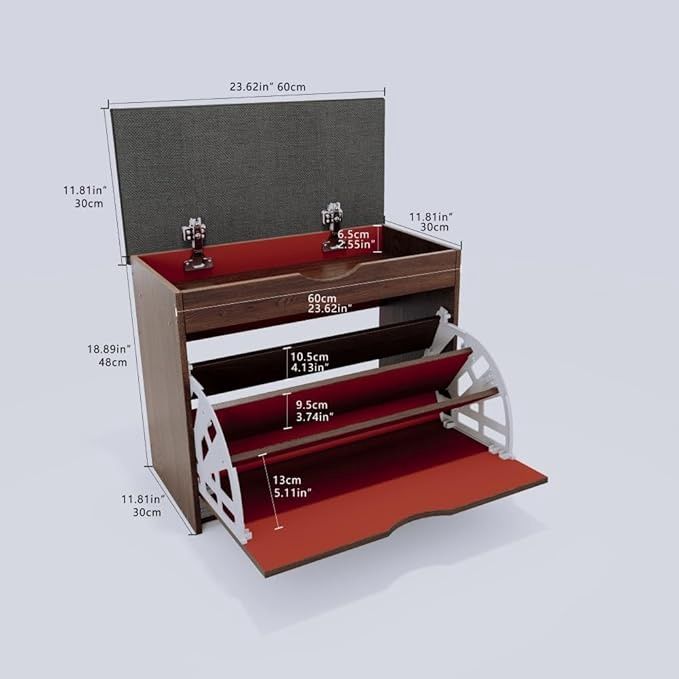 3-Tier Black Shoe Storage Cabinet with Doors