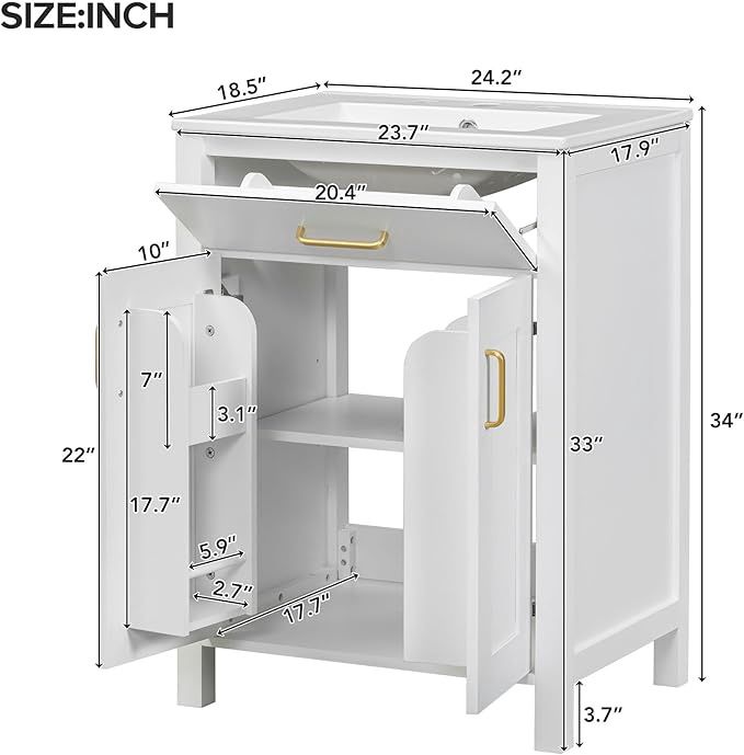 Harper &amp; Bright Designs 24&quot; Bathroom Vanity with Sink