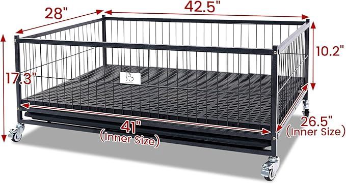 Homey Pet 43&quot; Dog Whelping Box for Puppies, Heavy Duty Metal Whelping