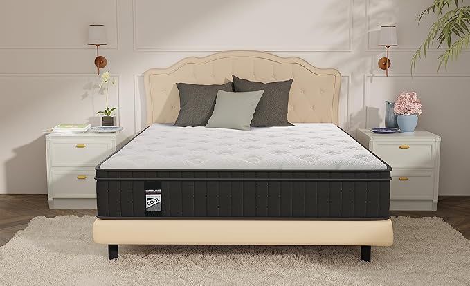Queen Mattress, 14 Inch Hybrid Mattress, Gel Memory Foam and Spring