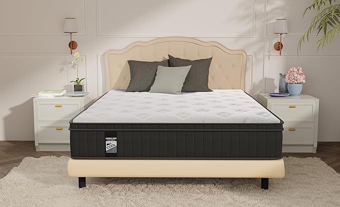 King Mattress, 14 Inch Hybrid Mattress, Gel Memory Foam and Spring