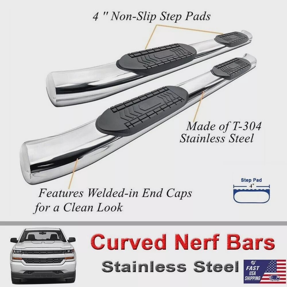 For 2005-2023 Toyota Tacoma Access / Extended Cab 4&quot; Curved Side Steps