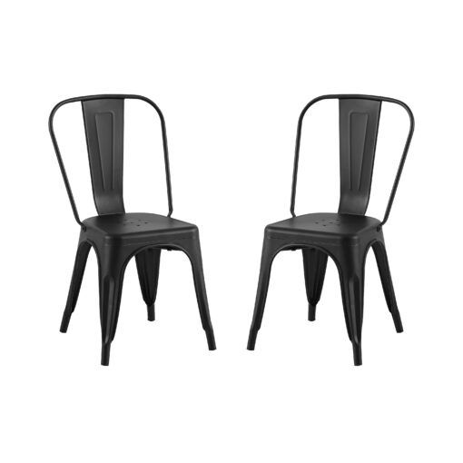 Modern Matte Black Metal Dining Room Kitchen Bar Chairs
