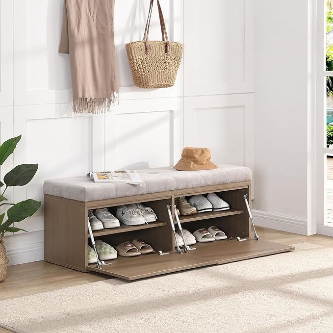 Harper &amp; Bright Designs 49&quot; Shoe Storage Bench Entryway Shoe Cabinet