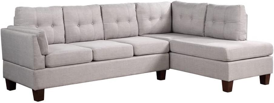 Dalia 97&quot; W Light Gray Linen Modern Sectional Sofa with Right Chaise