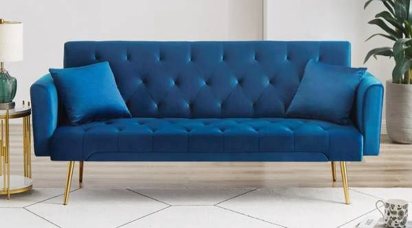 Bianlte Velvet Futon 71&quot; x 37.79&quot; x 29.92&quot; Convertible Backrest
