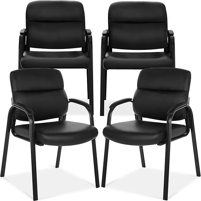 Oline Leather Guest Chair with Padded Arms. (4 Pack)