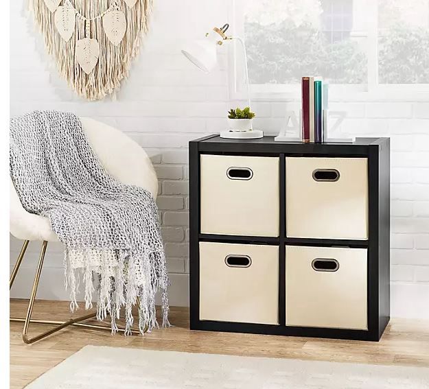 Member&#39;s Mark 4 Cube Room Organizer with Fabric Storeage Bins, Black