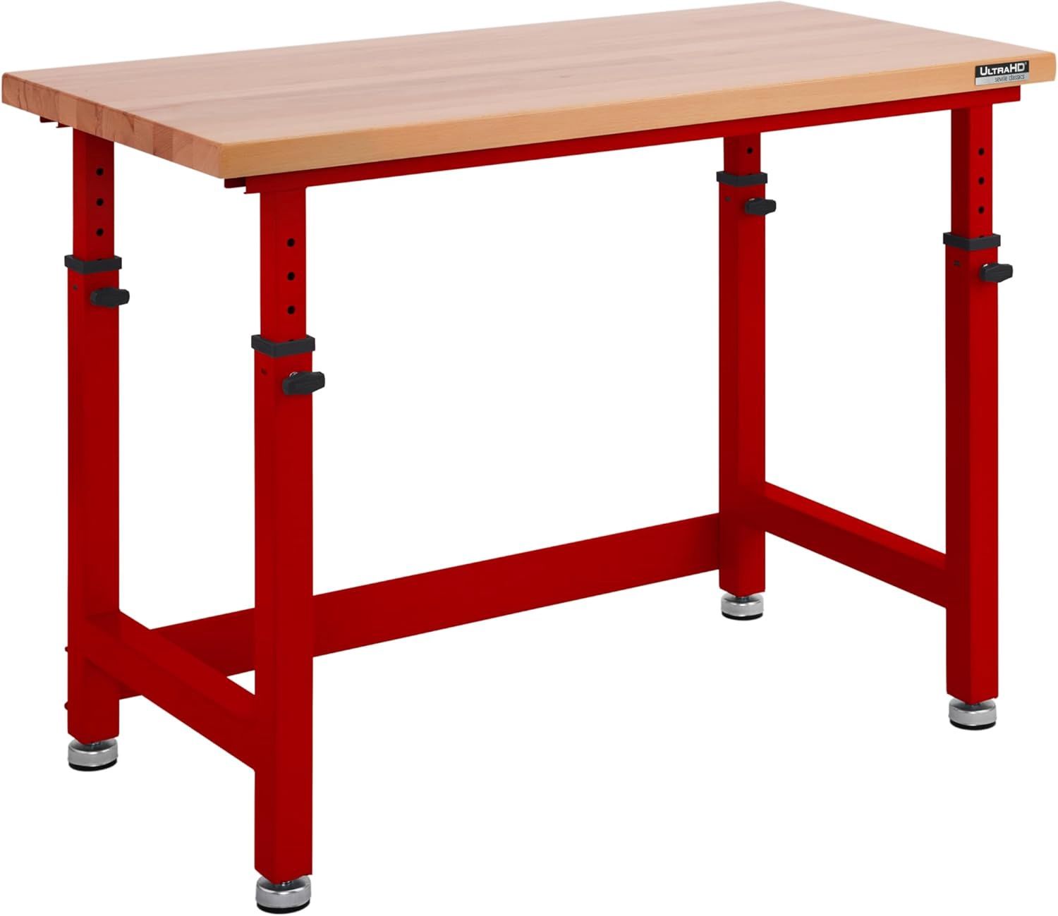 Seville Classics UltraHD Heavy Duty Workbench Table w/Solid Wood Top, 1000 lbs. Weight Capacity Workstation for Garage, Warehouse, Workshop, White, 48&quot; W x 24&quot; D x 28.5&quot; to 42&quot; H Desktop