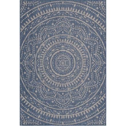 Mainstays Blue Global Medallion Indoor Outdoor Area Rug 6&#39;6&quot;x9&#39;6&quot;