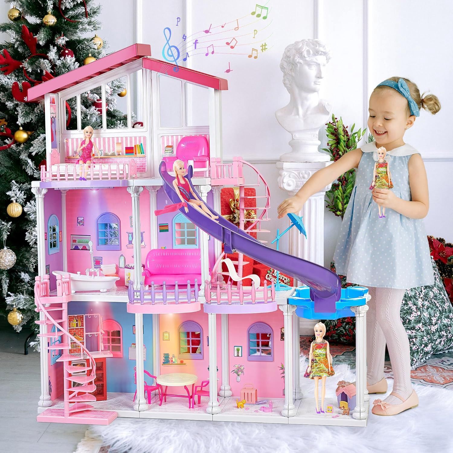 My Large Dreamy Doll House, 3-Story 47&#39;&#39; Sturdy Dollhouse