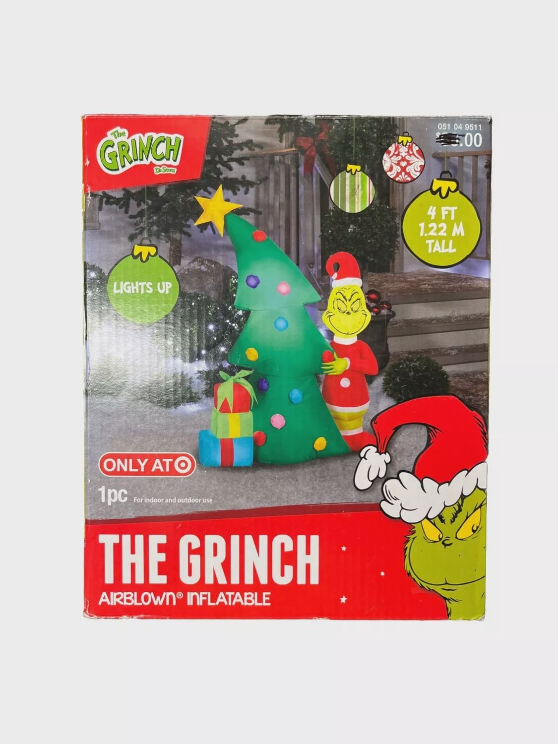 The Grinch Dr. Seuss Christmas Tree Inflatable Lighted 4ft Gemmy New