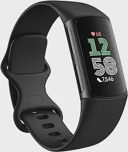Fitbit Charge 6 Fitness Tracker with Google apps, Heart Rate on Exercise Equipment, 6-Months Premium Membership Included, GPS, Health Tools and More, Obsidian/Black, One Size (S &amp; L Bands Included)