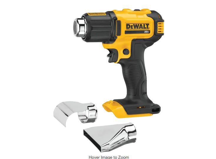 dewalt 20V MAX Cordless Compact Heat Gun with Flat and Hook Nozzle Attachments