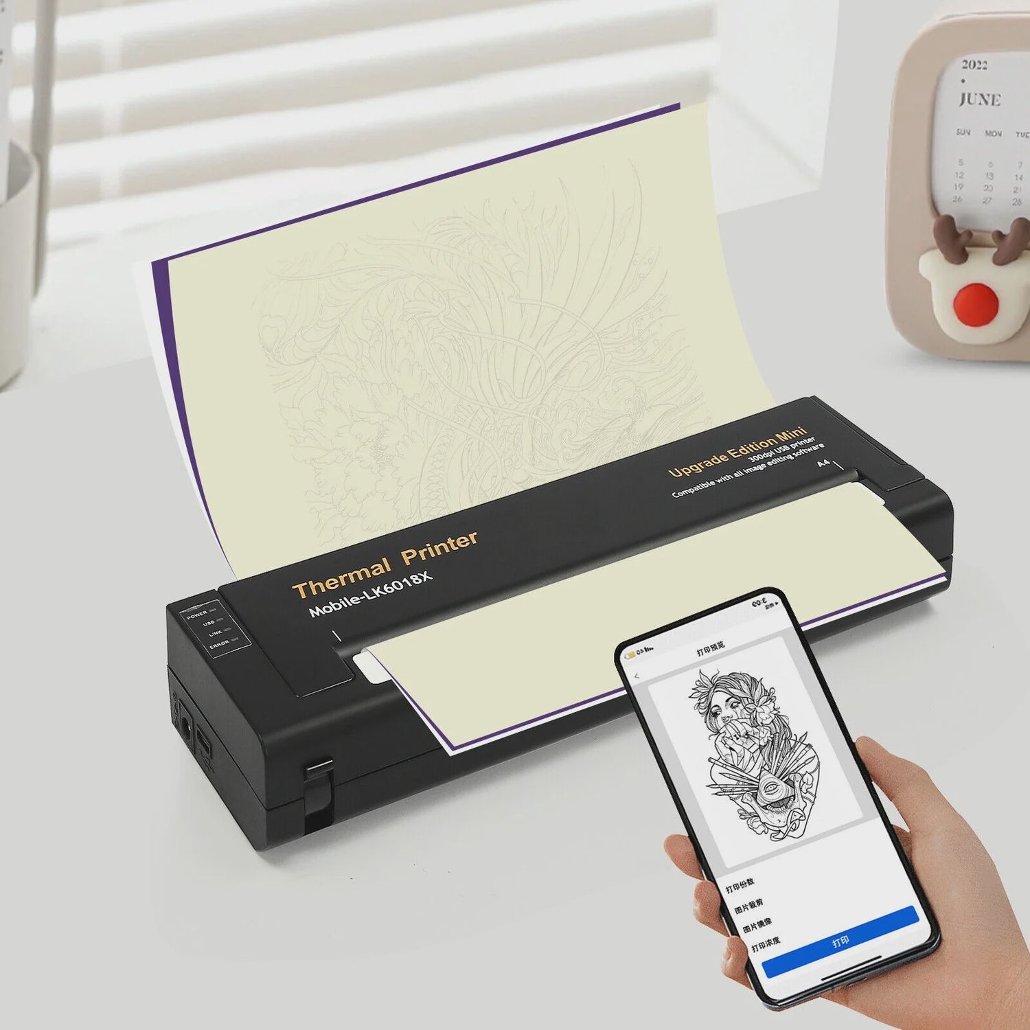 LKT Tattoo Stencil Printer Mini Portable Stencil Printer USB Wireless Bluetooth