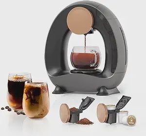 BENFUCHEN Single Serve Coffee Maker for K Cup/Ground Coffee, MINI Q Americano 2 in 1 Coffee Brewer One Cup Coffee/Tea Maker With Two Adapter, 4-8 oz Brew Sizes